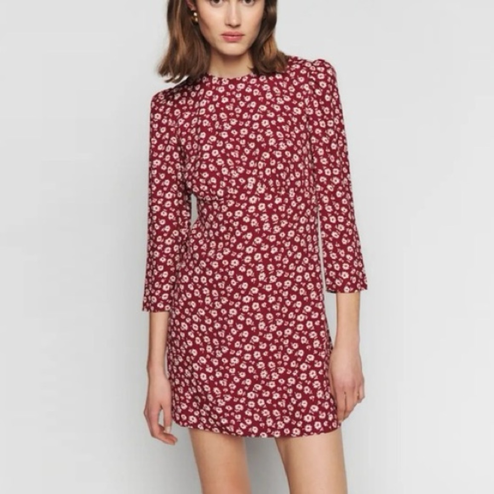 Reformation Red Floral Brantley Dress